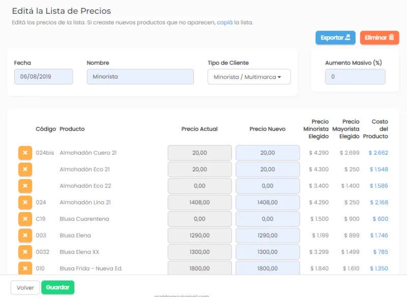 Listas de Precios